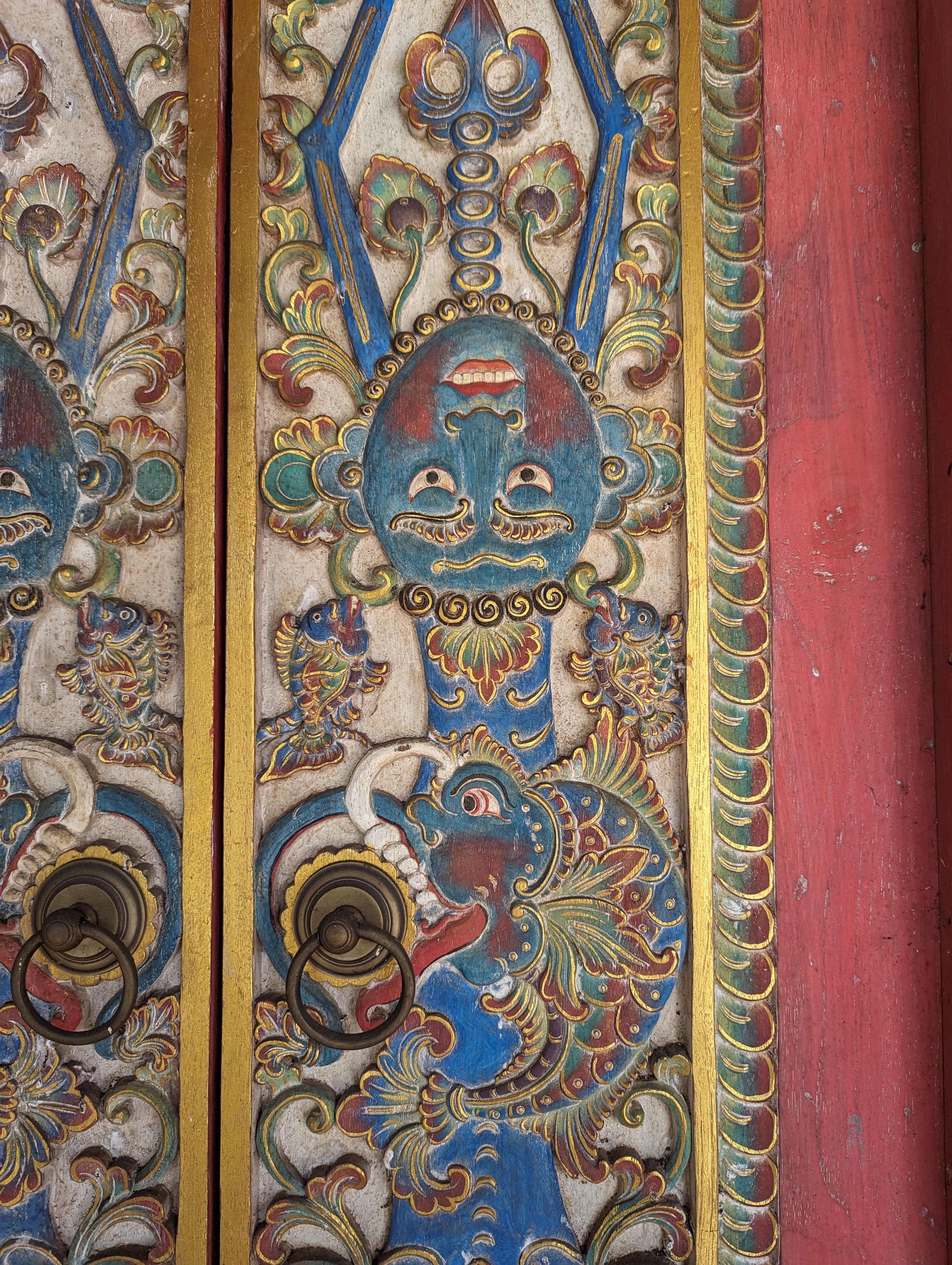 Red Antique Carved Door