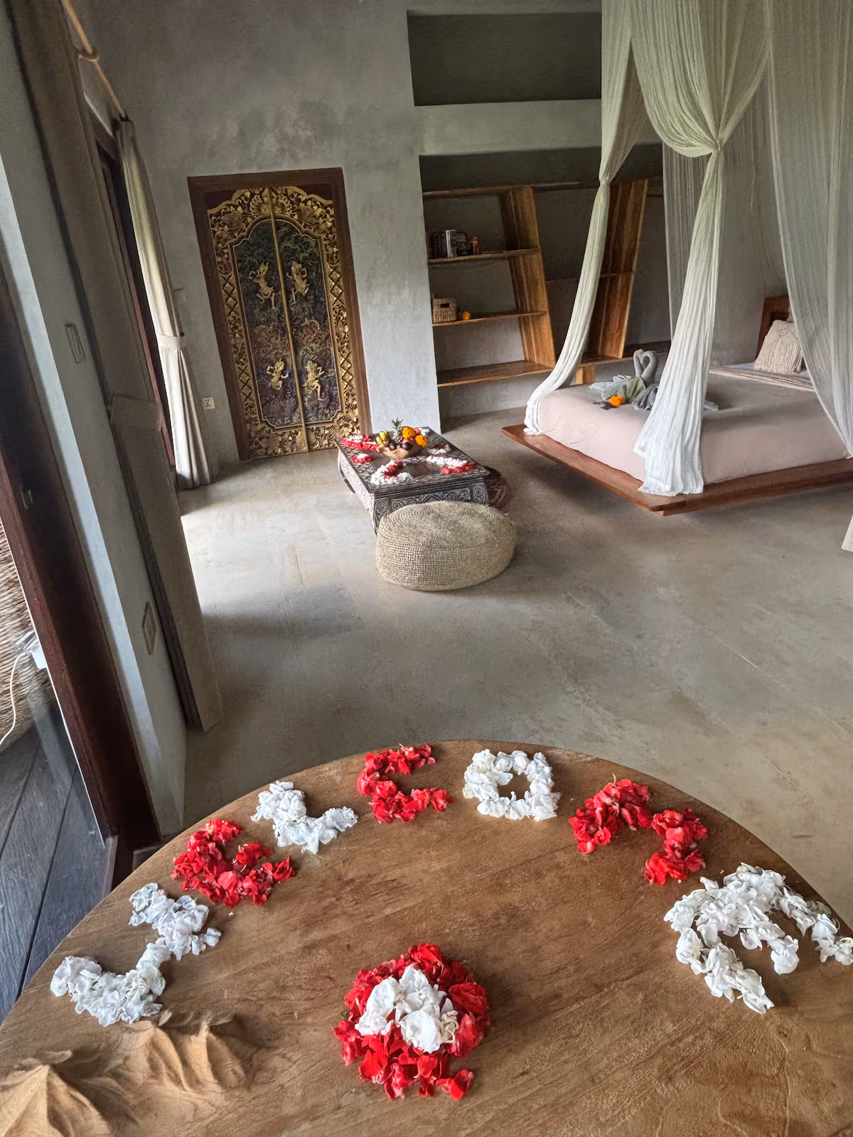 bath with rice paddy views